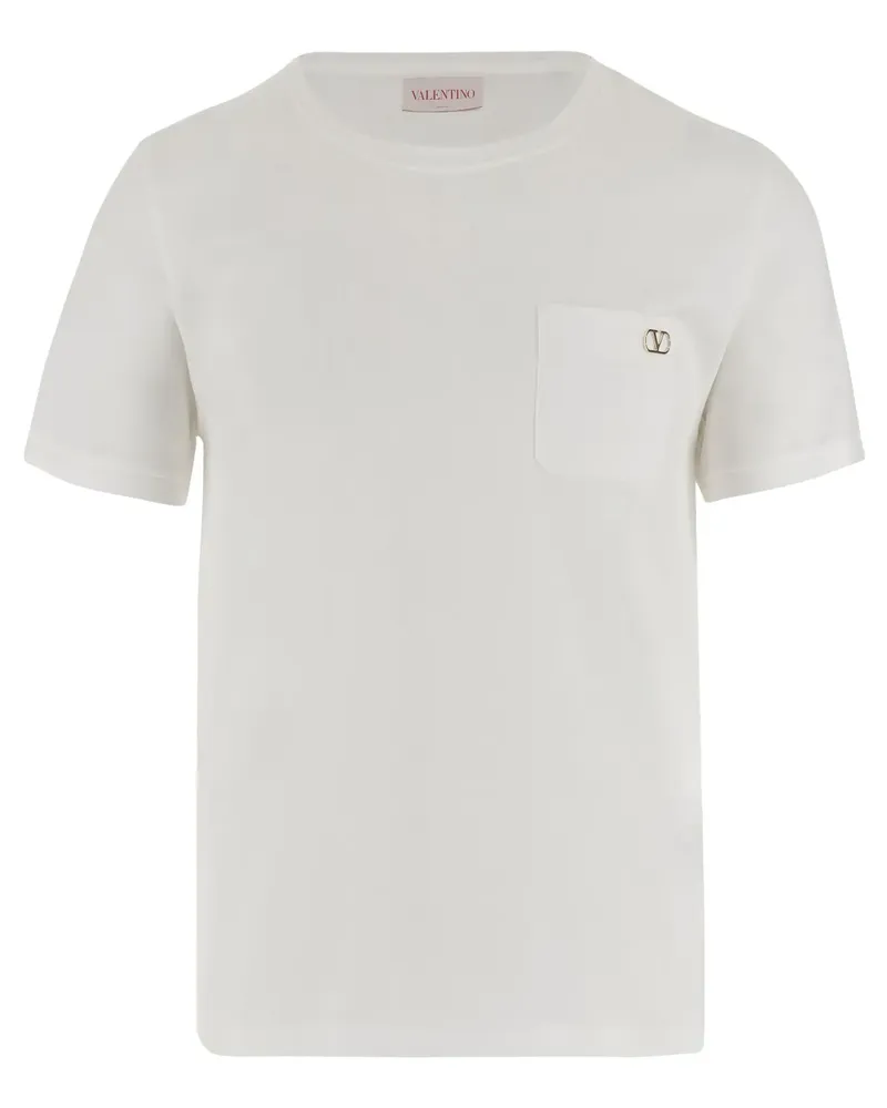 Valentino Garavani T-Shirt mit Logo-Schild - Weiß Weiß