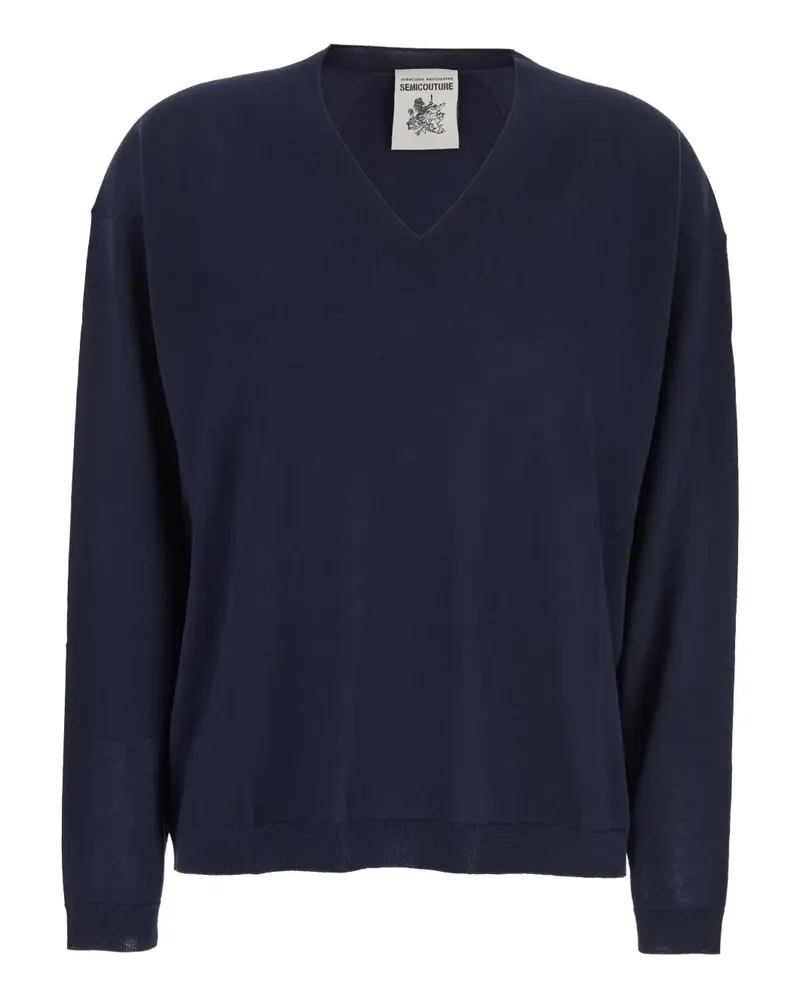 Semicouture Pullover mit V-Ausschnitt - Blau Blau