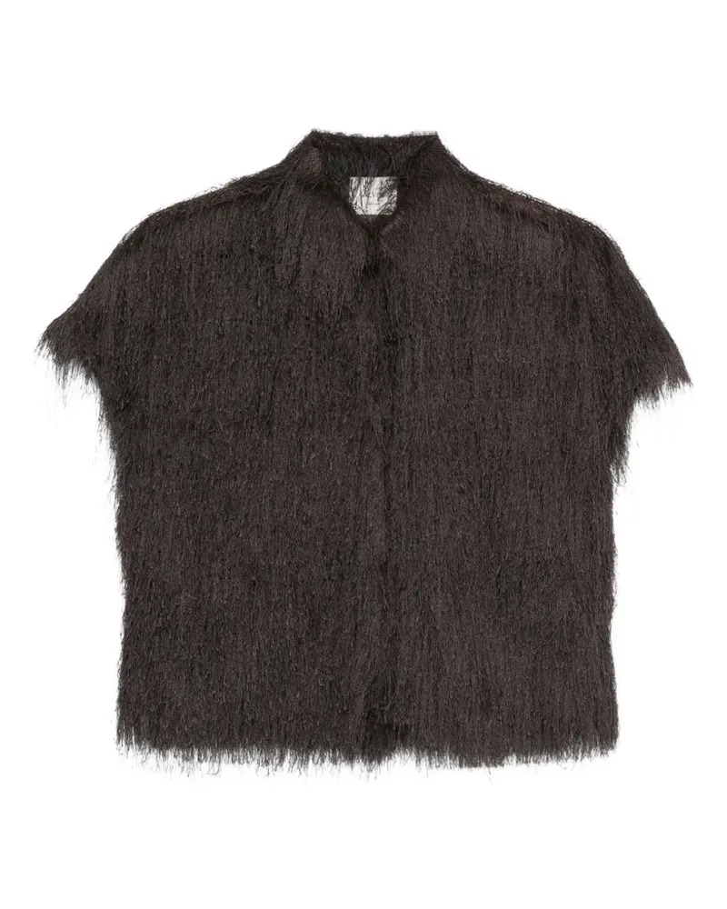 ALYSI fringed short-sleeve top - Braun Braun