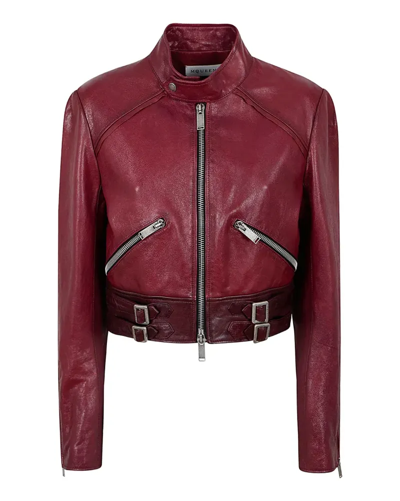 Alexander McQueen buckled leather jacket - Rot Rot