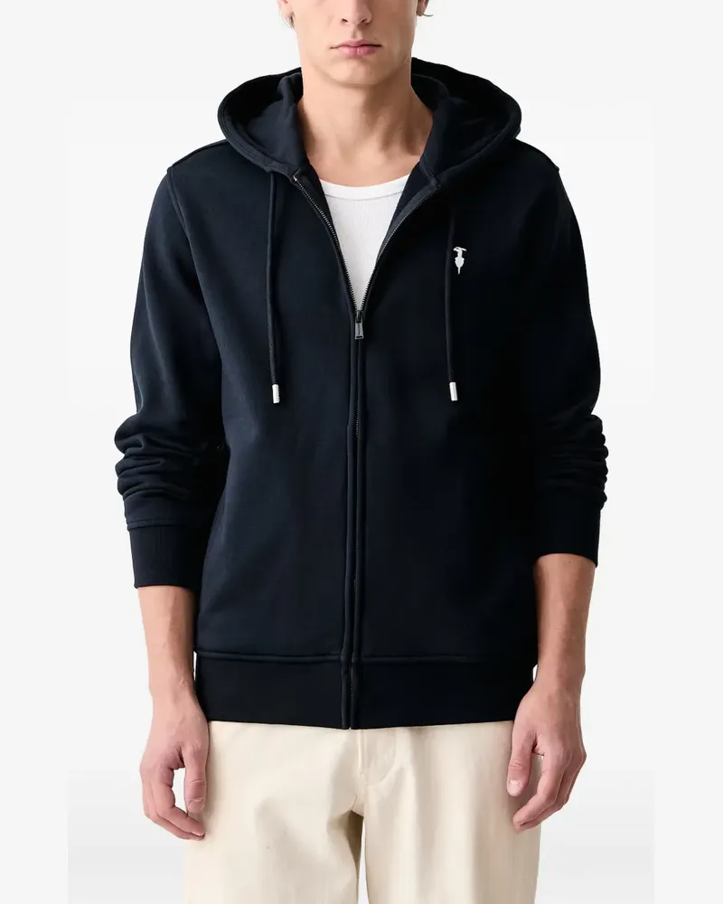 Trussardi logo-embroidered zip-up hoodie - Blau Blau