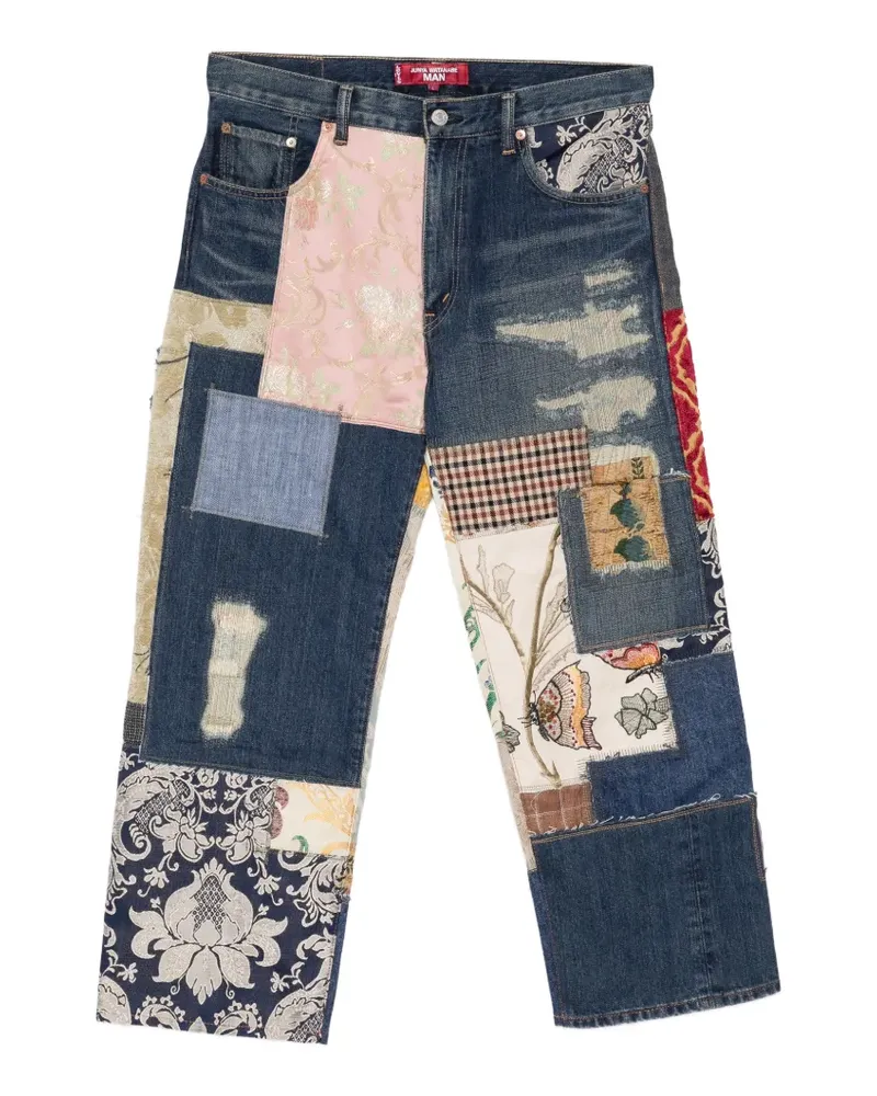 Junya Watanabe patchwork distressed jeans - Blau Blau