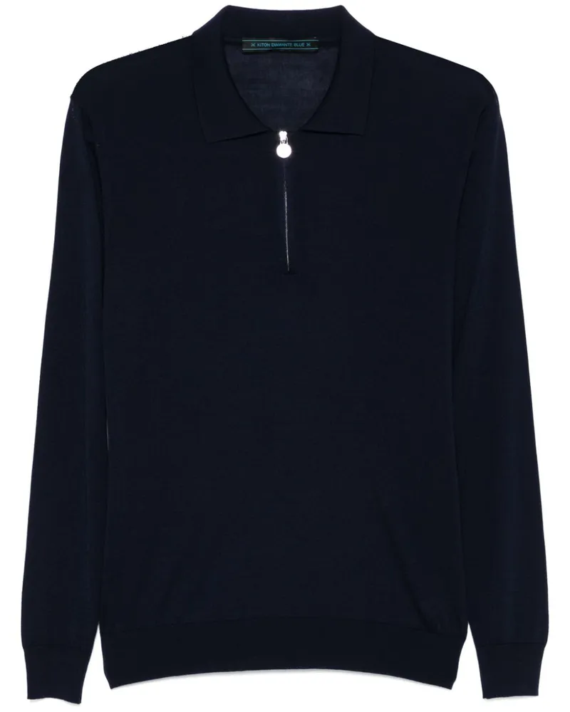Kiton Fein gestricktes Poloshirt - Blau Blau