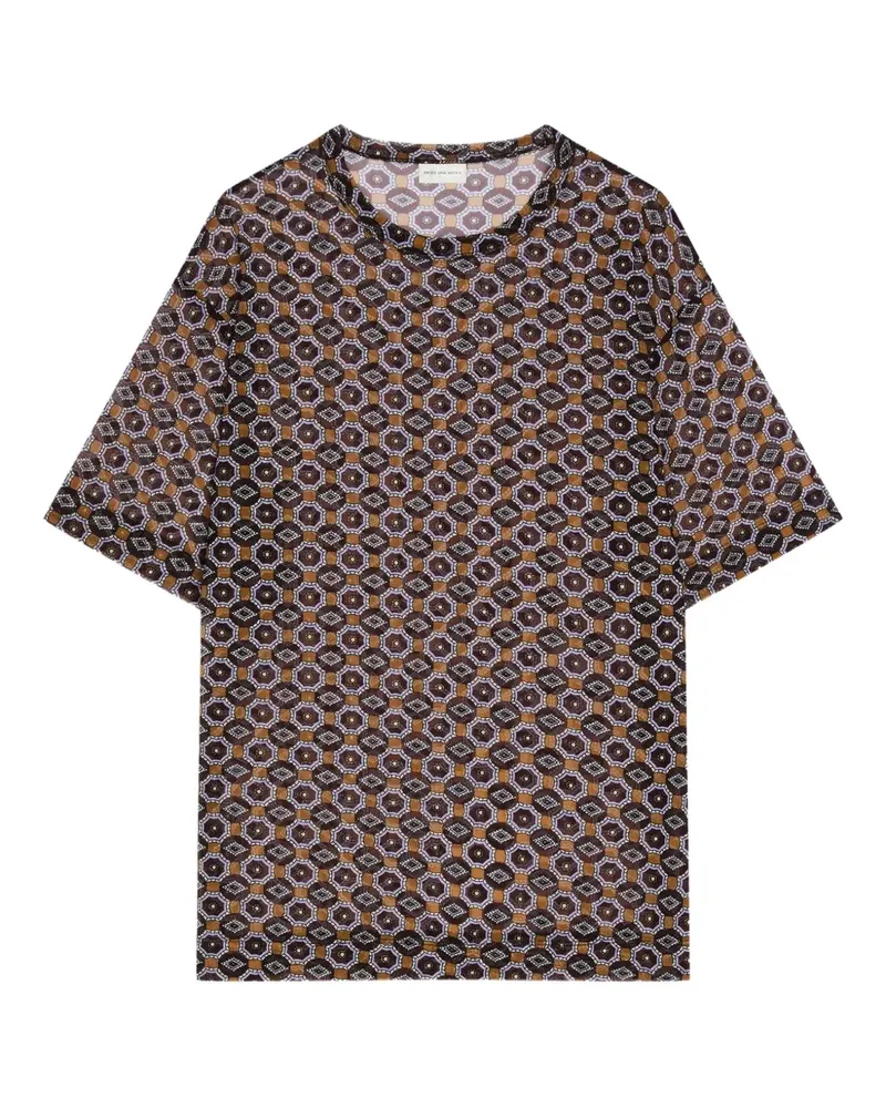 Dries van Noten Semi-transparentes Top mit geometrischem Print - Braun Braun