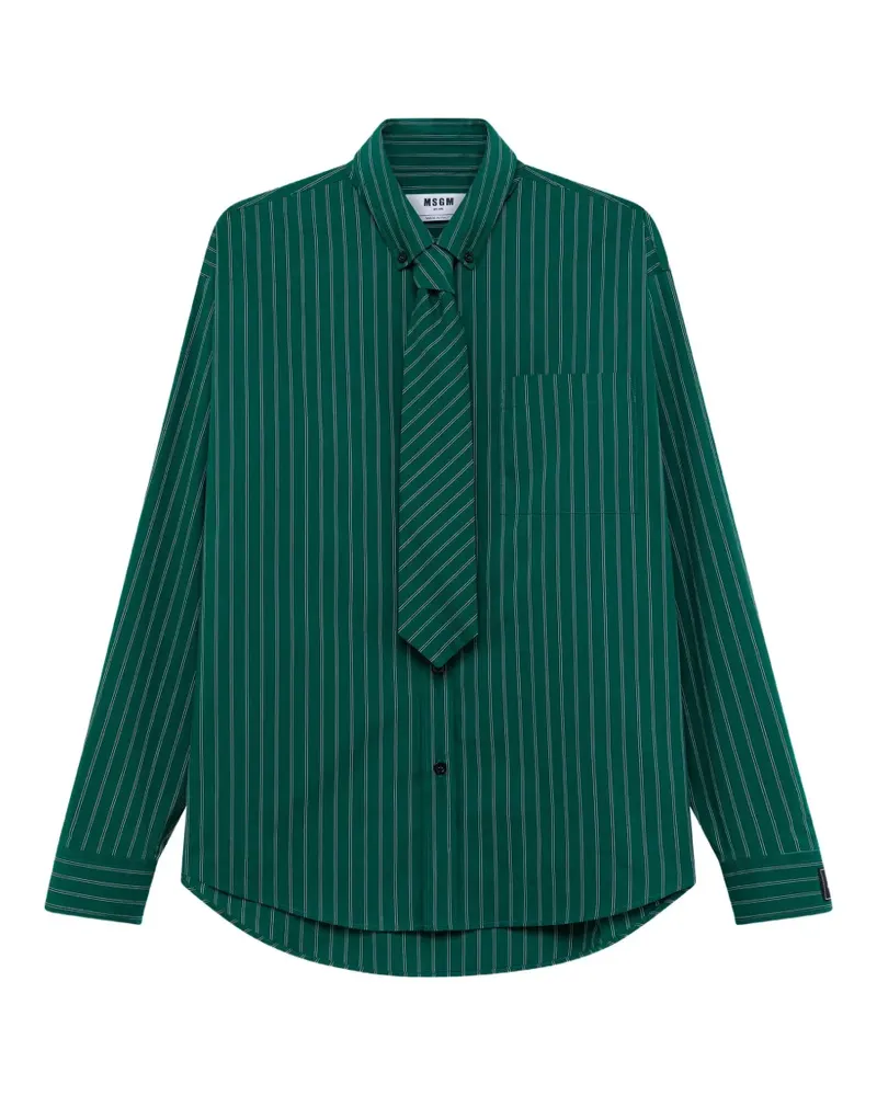 MSGM Hemd mit Nadelstreifen - Grün Grün