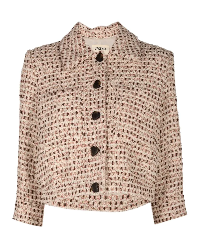 L'Agence Jia cropped tweed jacket - Nude Nude