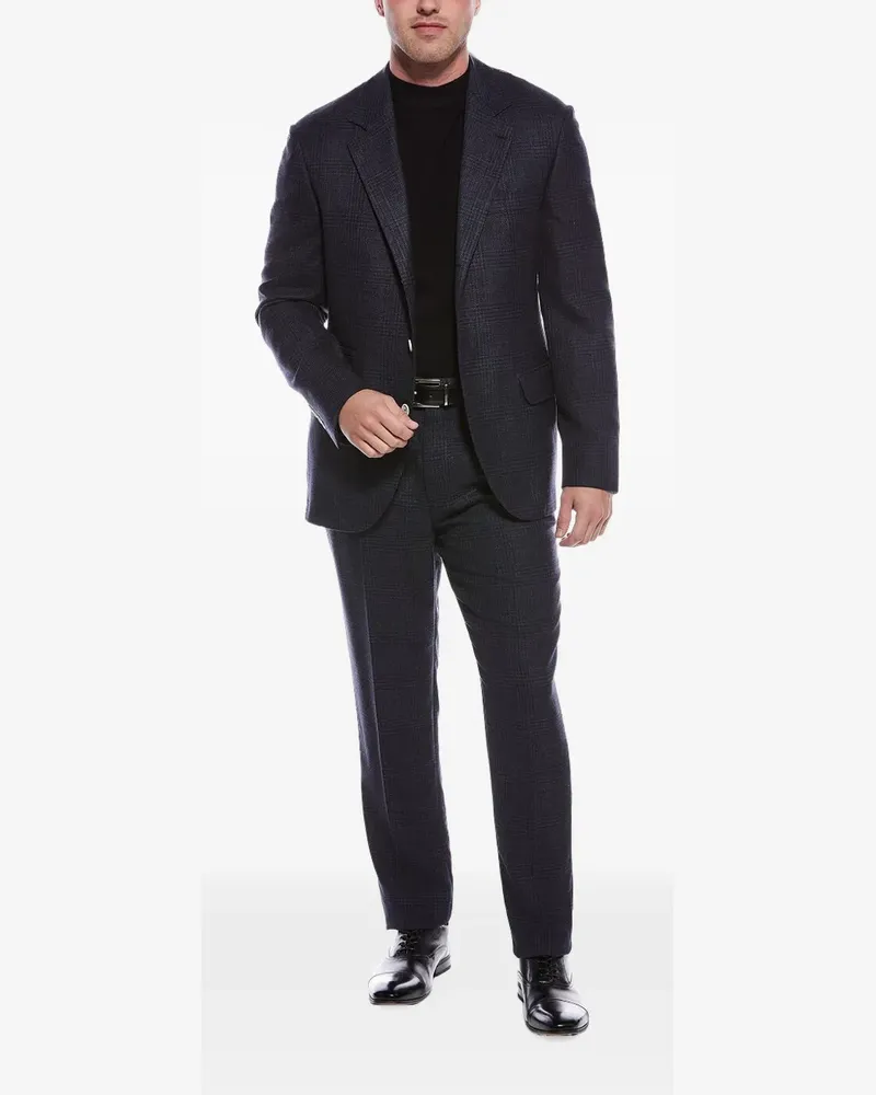 Brunello Cucinelli check-pattern single-breasted suit - Blau Blau