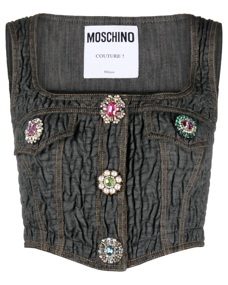 Moschino Bustier mit Kristallen - Schwarz Schwarz
