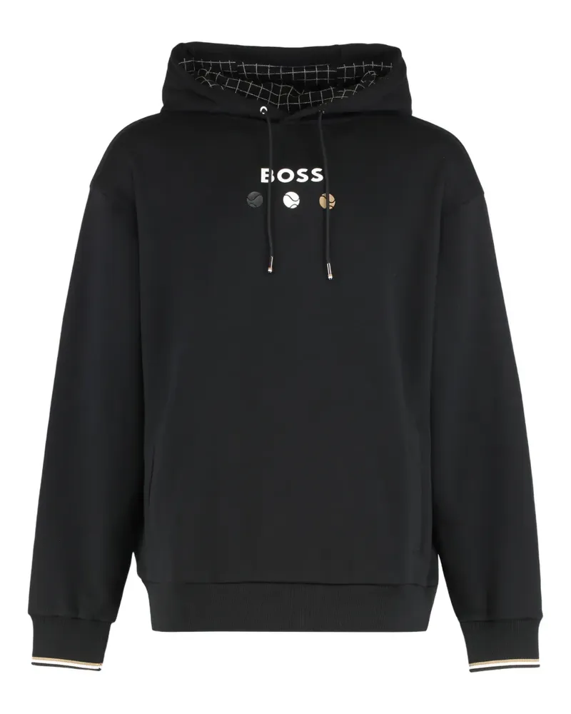 HUGO BOSS logo-lettering hoodie - Schwarz Schwarz