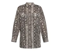 Hemd mit Schlangenleder-Print - Braun