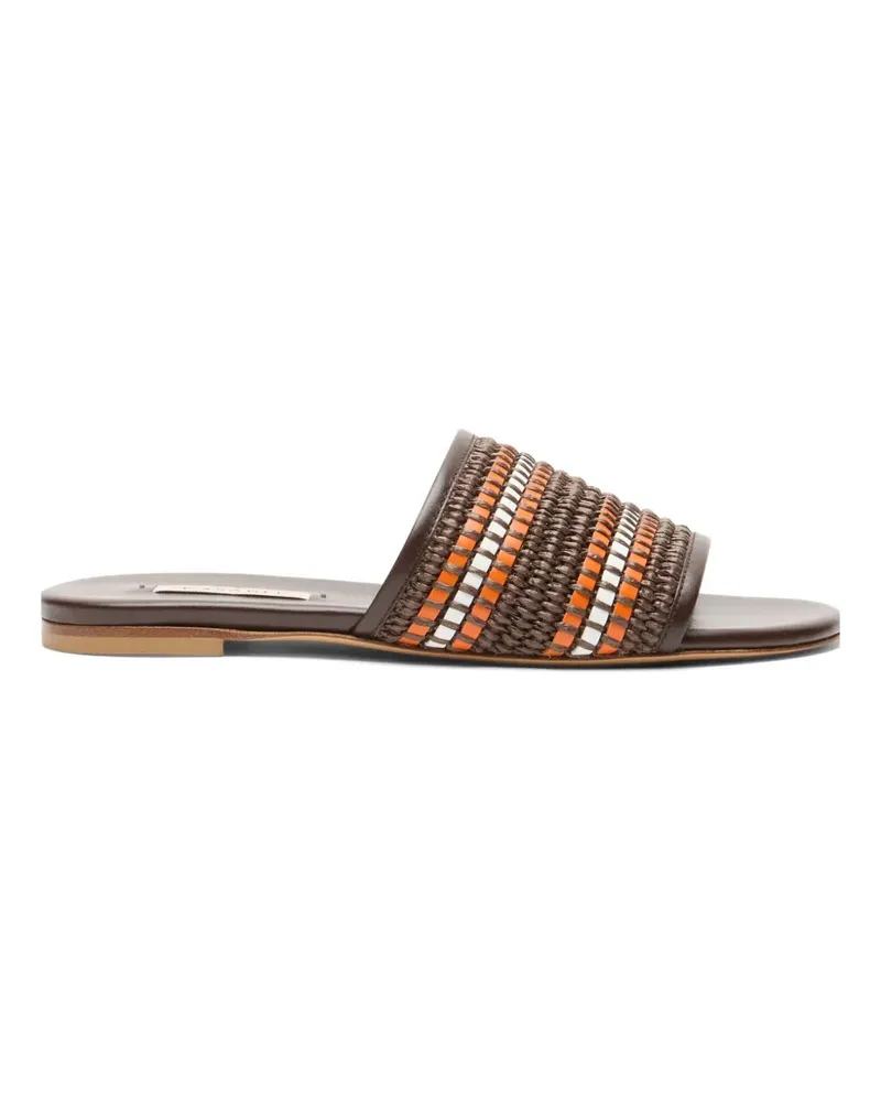 Casadei braided leather flat sandals - Braun Braun