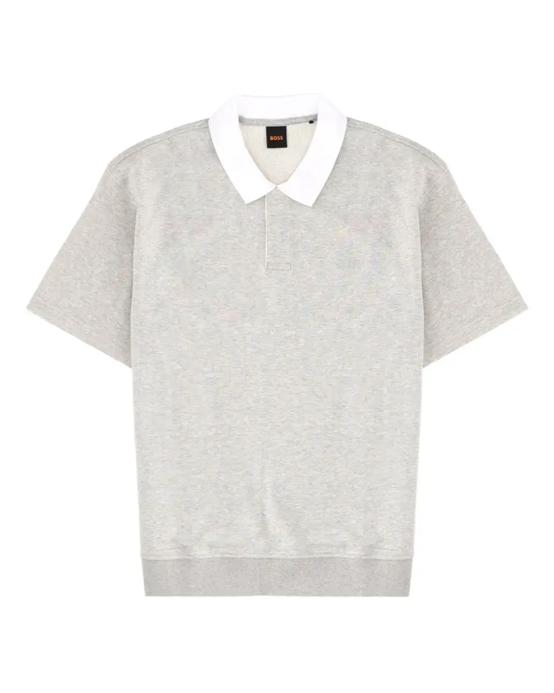 HUGO BOSS Besticktes Poloshirt mit Kontrastkragen - Grau Grau