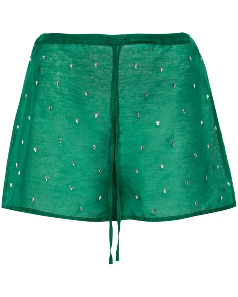 Oséree High-Waist-Shorts mit Kristallen Grün