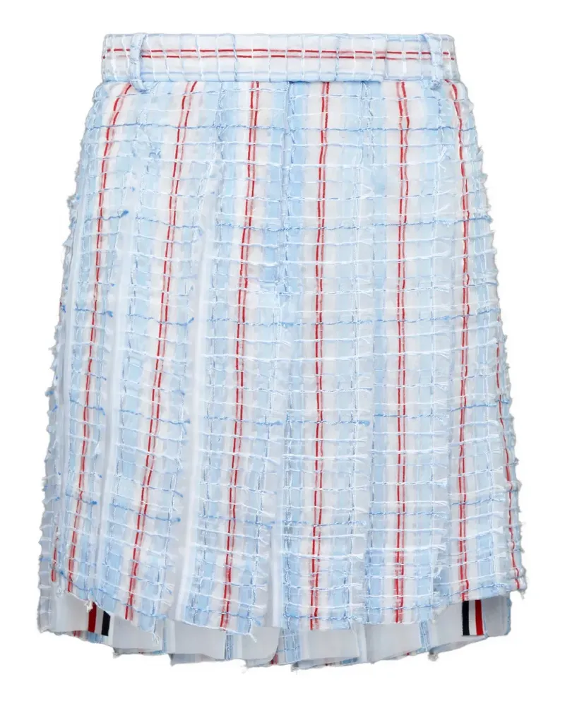 Thom Browne patterned tweed pleated mini skirt - Blau Blau