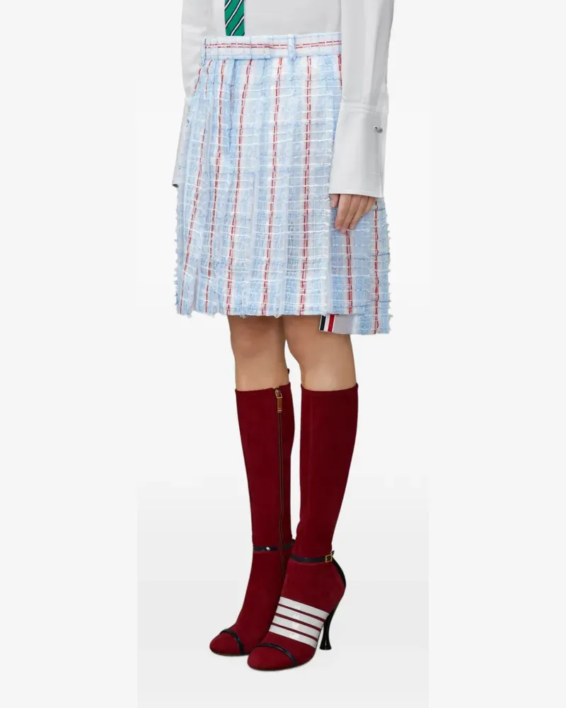 Thom Browne Gestreifter Tweed-Faltenrock - Blau Blau