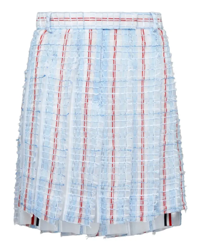 Thom Browne Gestreifter Tweed-Faltenrock - Blau Blau
