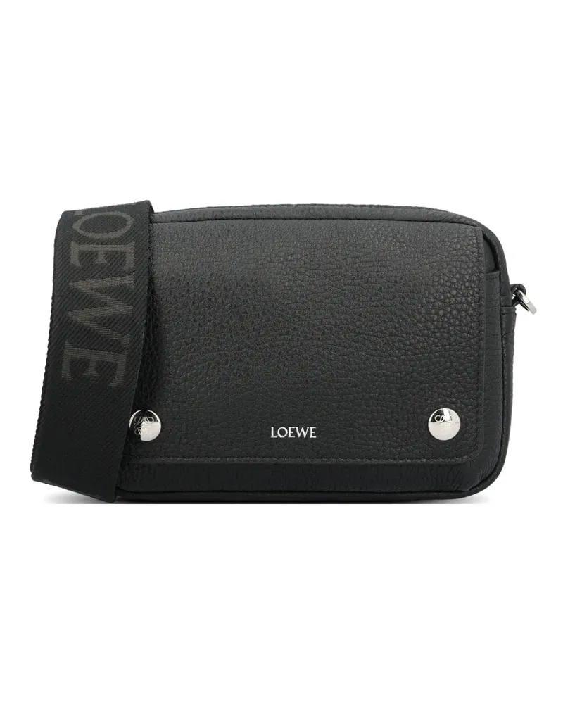 Loewe logo-print leather shoulder bag - Schwarz Schwarz