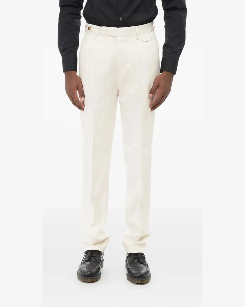 Brunello Cucinelli Klassische Seidenhose - Weiß Weiß