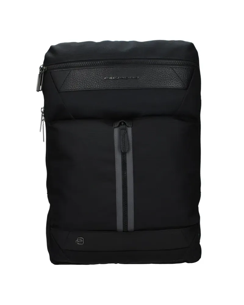 Piquadro leather-trimmed panelled backpack - Schwarz Schwarz