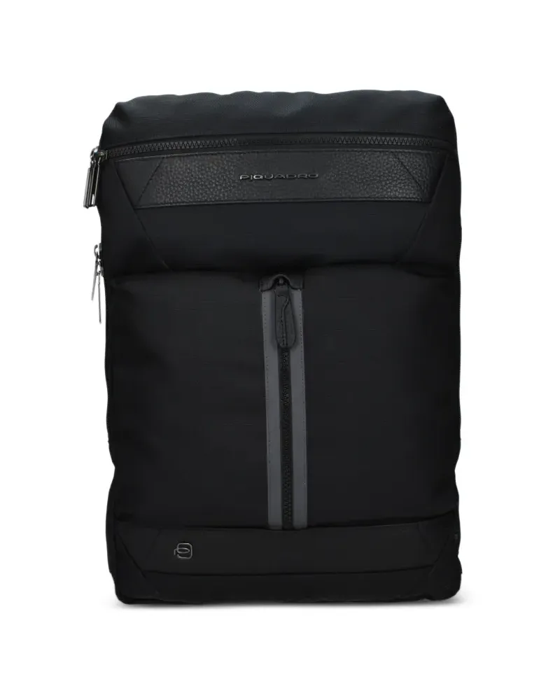 Piquadro leather-trimmed panelled backpack - Schwarz Schwarz