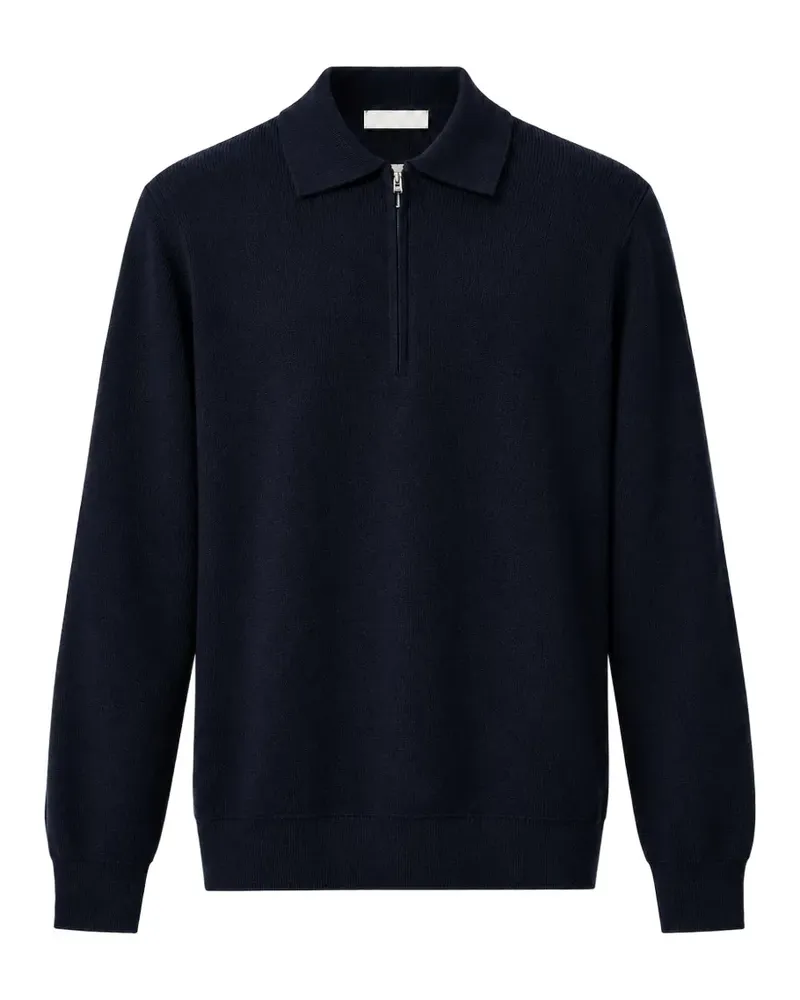 Diktat half-zip wool polo shirt - Blau Blau