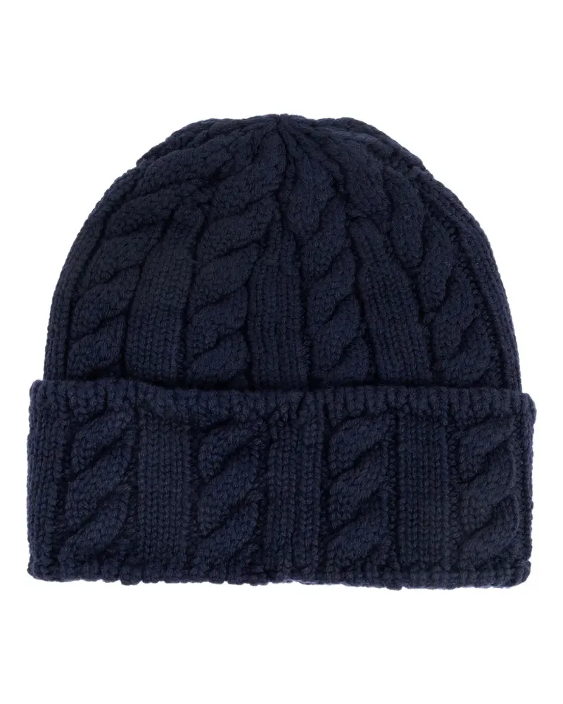 Bally cable-knit logo-patch beanie - Blau Blau