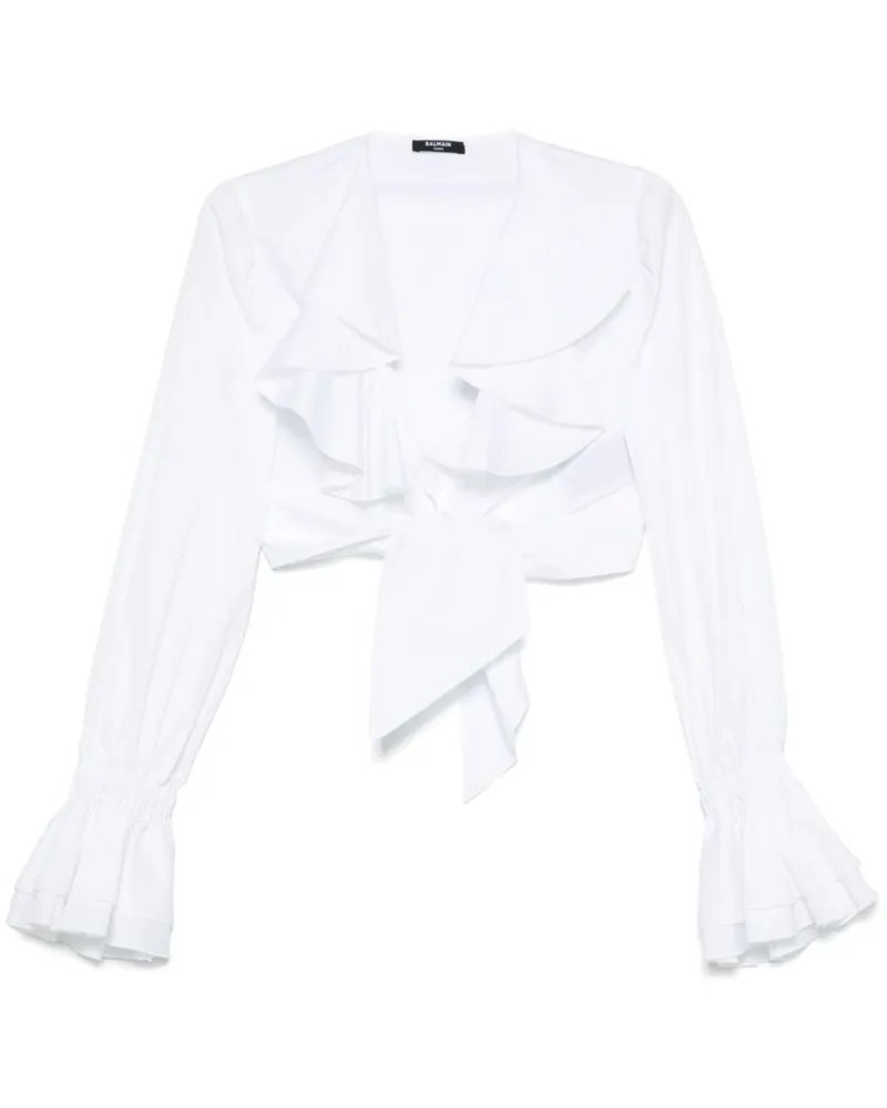 Balmain Gerüschte Bluse im Mustermix - Weiß Weiß