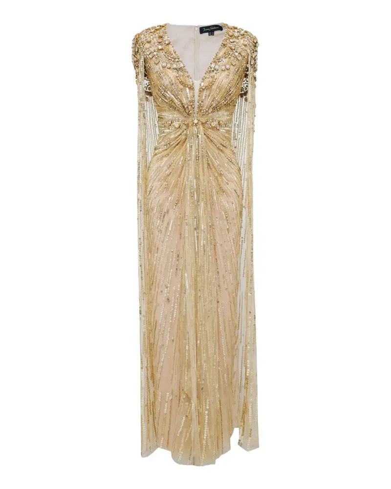 Jenny Packham Lotus Lady cape-style gown - Gold Gold