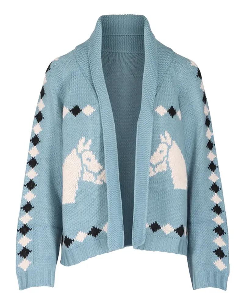 The Great horse pattern cardigan - Blau Blau