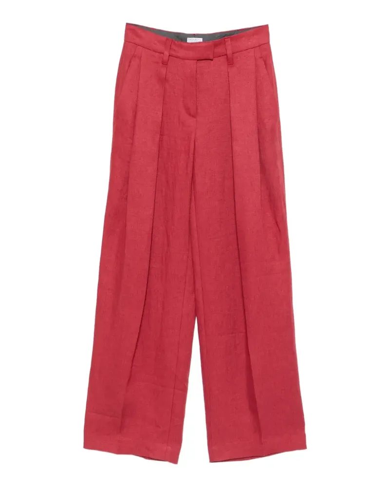 Brunello Cucinelli Wide-Leg-Hose mit Bundfalten - Rot Rot