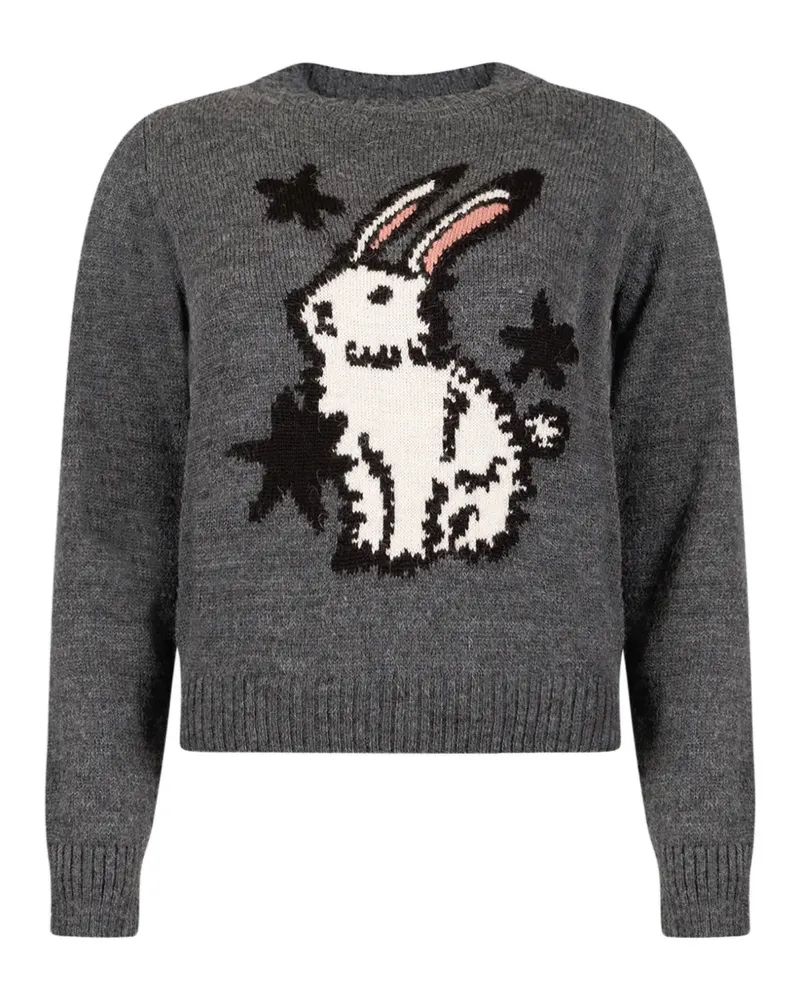 Max Mara Intarsien-Pullover mit Hasenmotiv - Grau Grau