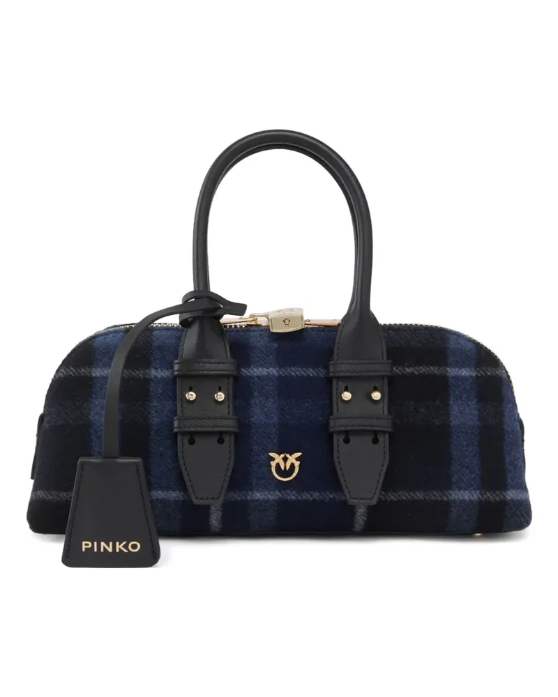 Pinko Love Birds Tote Bag mit Karomuster - Blau Blau