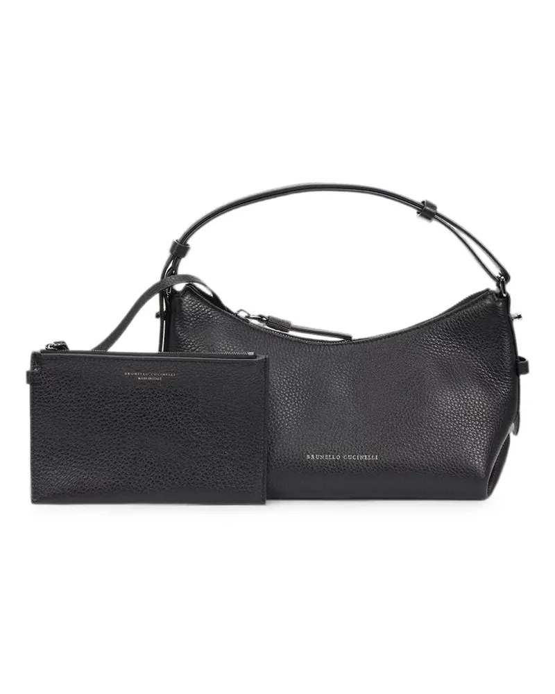 Brunello Cucinelli grained-leather shoulder bag - Schwarz Schwarz