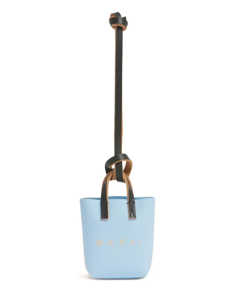 Marni logo-print bag charm - Blau Blau
