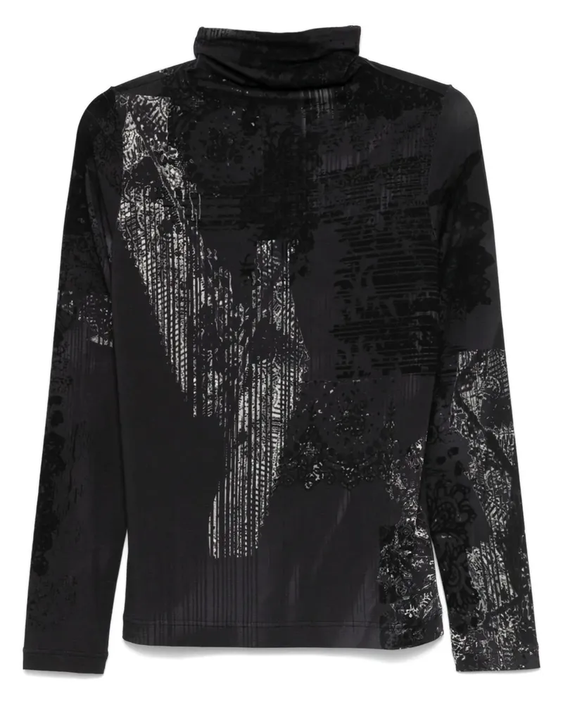Yohji Yamamoto Oberteil mit abstraktem Muster - Schwarz Schwarz