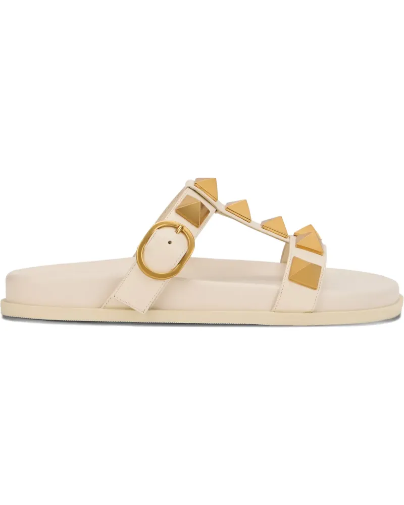 Valentino Garavani studded strapped flat sandals - Nude Nude