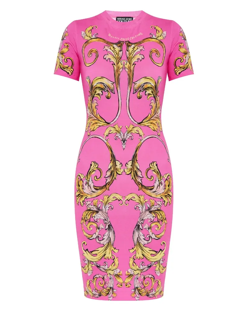 Versace Jeans Outline Barocco T-Shirt-Minikleid - Rosa Rosa