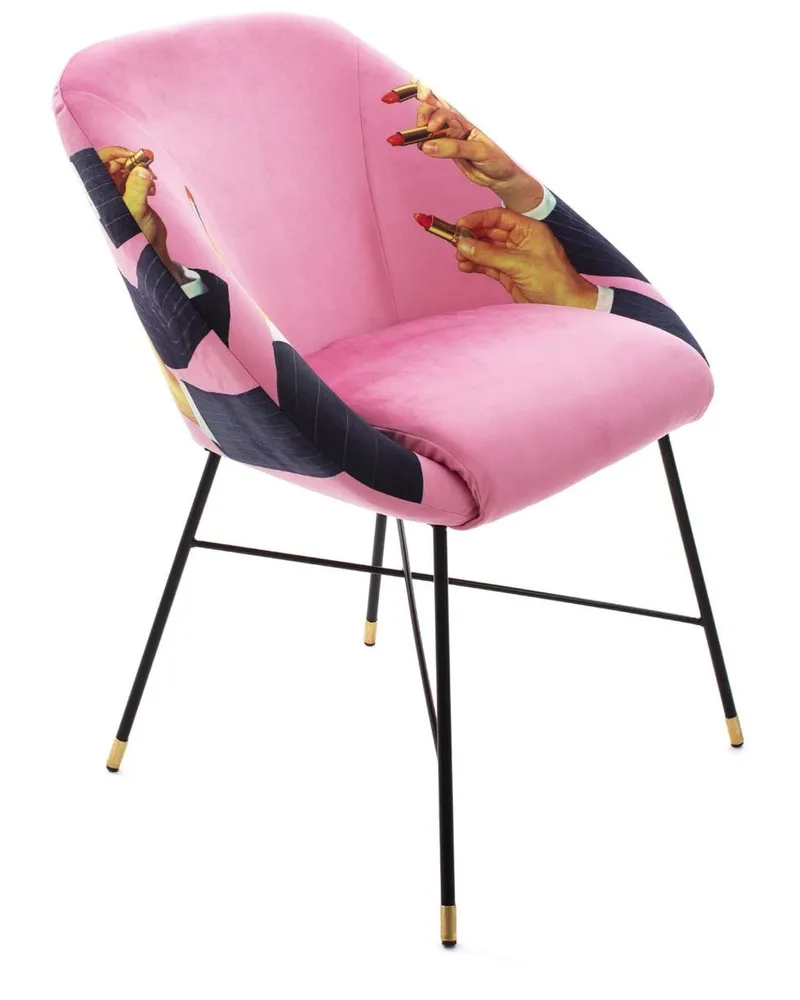 Seletti Gepolsterter Stuhl mit Lippenstift-Print - Rosa Rosa