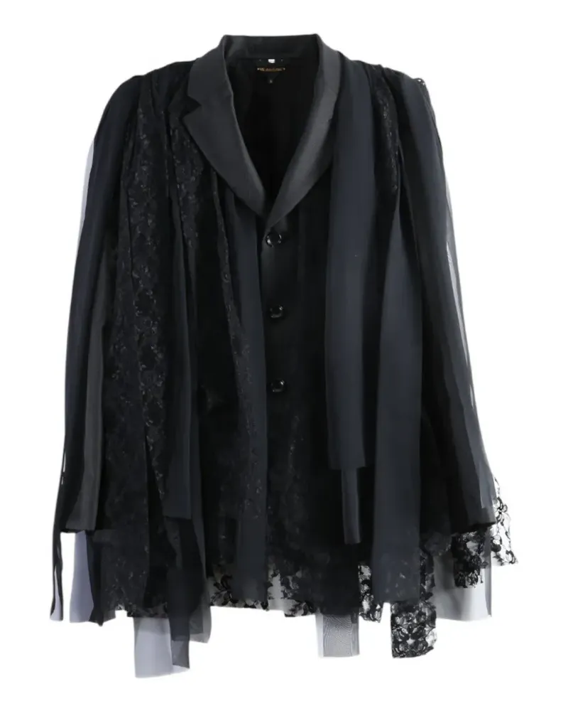 Comme des Garçons Drapierte Jacke mit Spitzeneinsätzen - Schwarz Schwarz