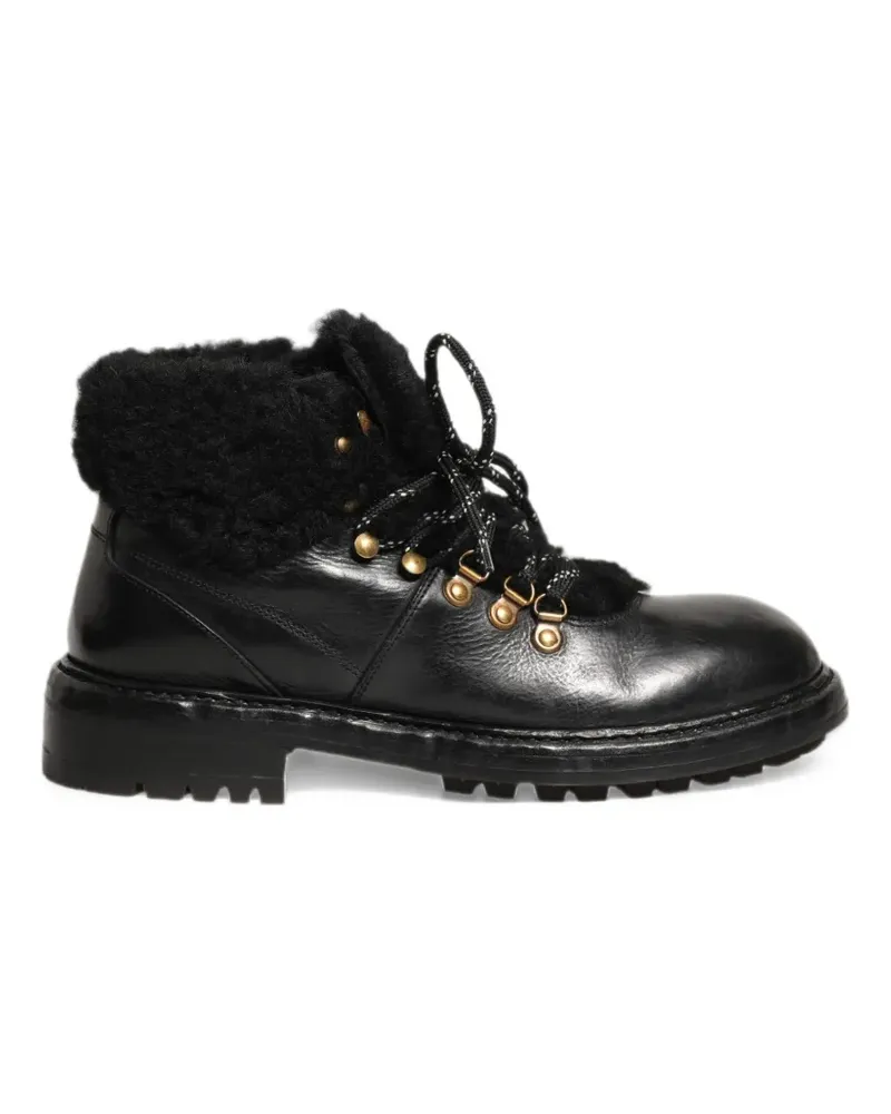 Dolce & Gabbana fur-trim ankle boots - Schwarz Schwarz