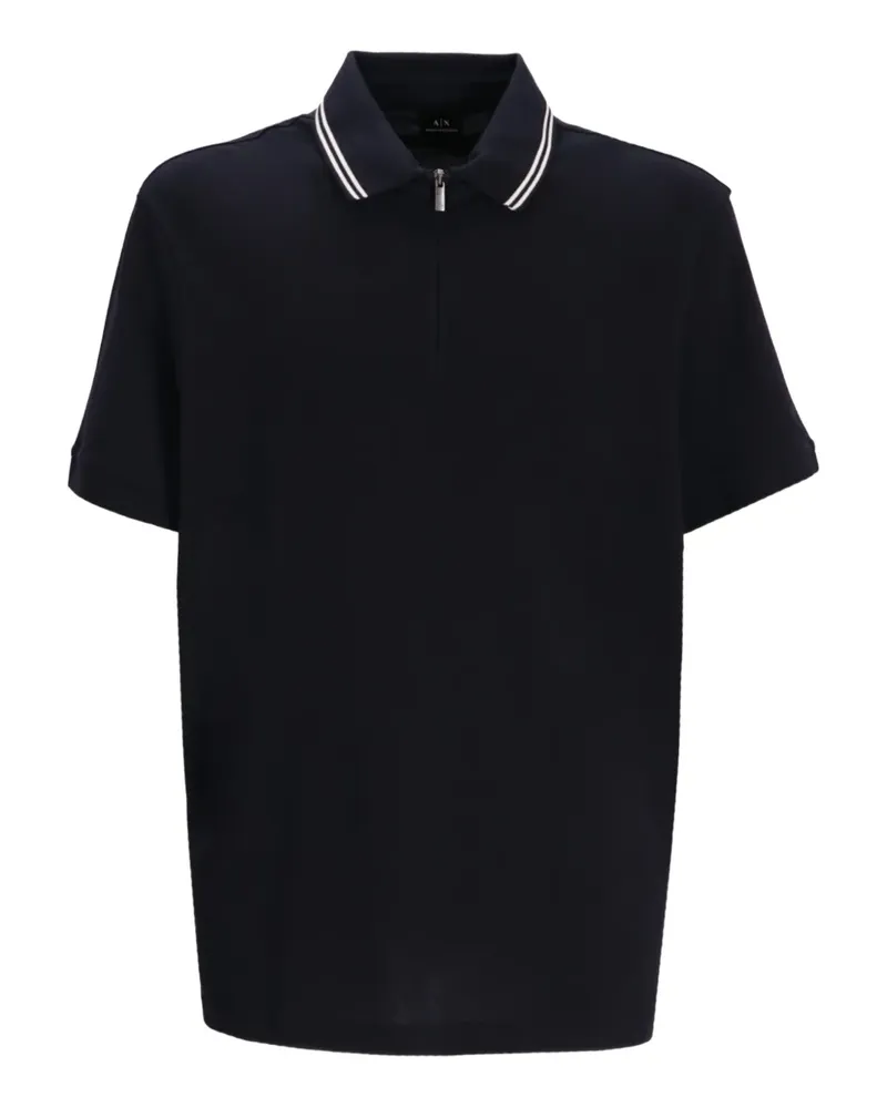 Armani Exchange Poloshirt mit Reißverschlusskragen - Schwarz Schwarz