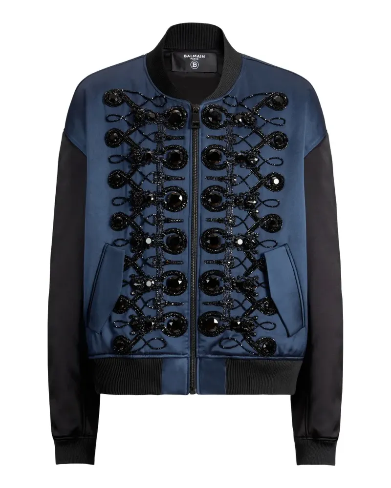 Balmain Satin-Bomberjacke mit Posamentenverschlüssen - Blau Blau