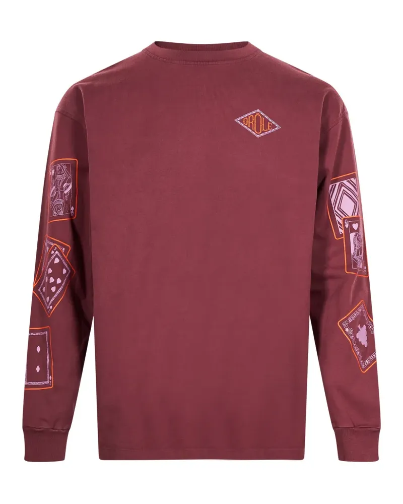 Drôle de Monsieur playing-card-print long-sleeve T-shirt - Rot Rot