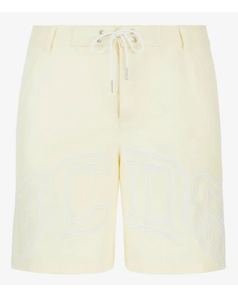 GCDS Badeshorts mit Logo-Print Gelb