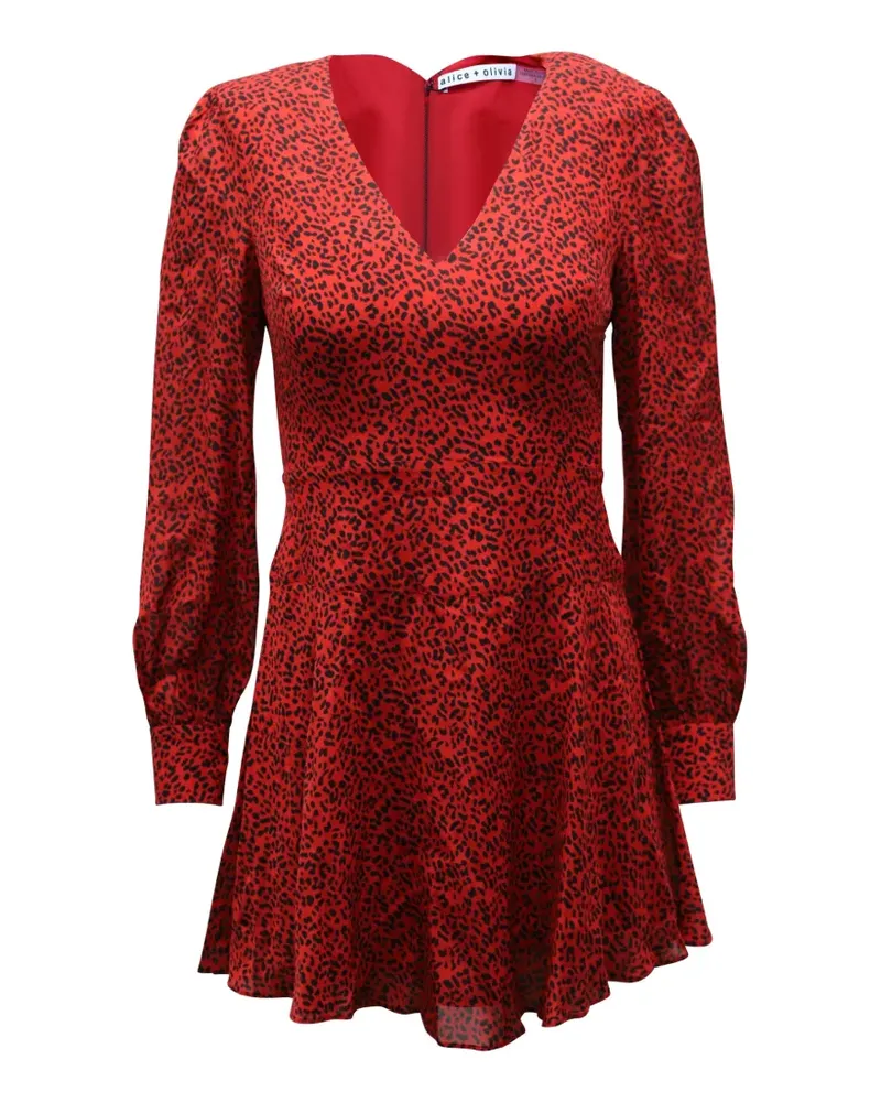 Alice + Olivia Kleid mit Leoparden-Print - Rot Rot
