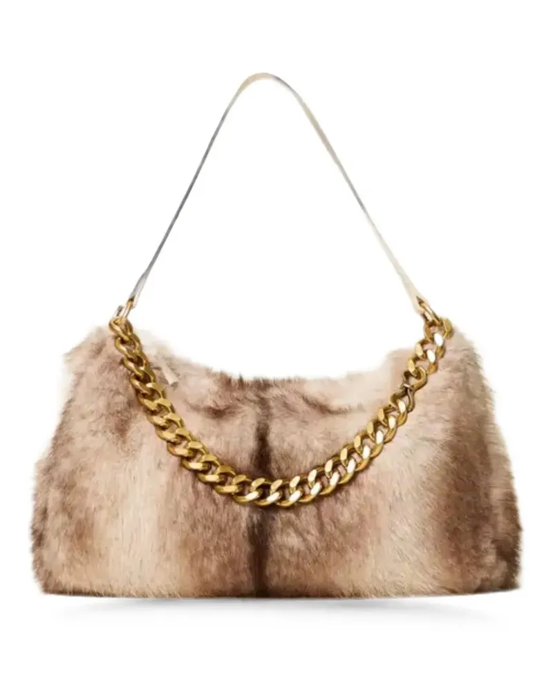 Twin-Set faux-fur chain-link tote bag - Nude Nude