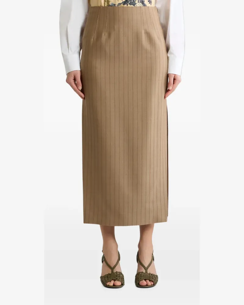 Etro wool jacquard midi skirt with striped pattern - Braun Braun