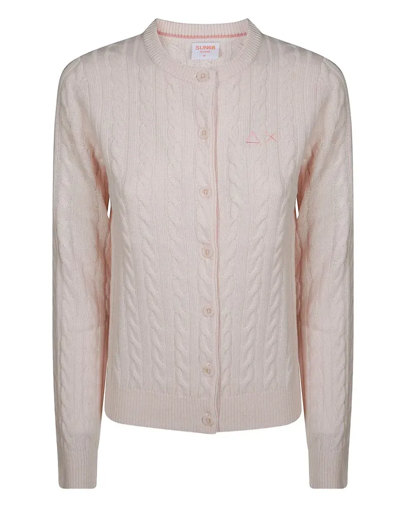 Sun68 Cardigan mit Zopfmuster - Rosa Rosa