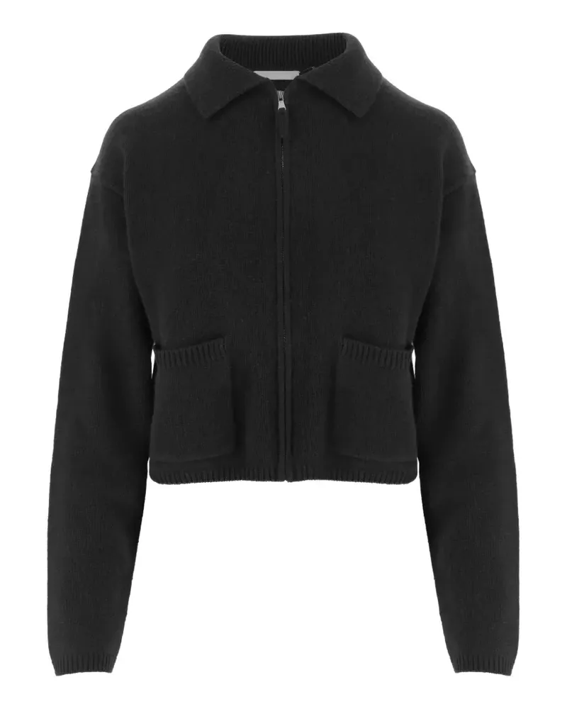 ALLUDE Reißverschluss-Cardigan mit Kragen - Schwarz Schwarz