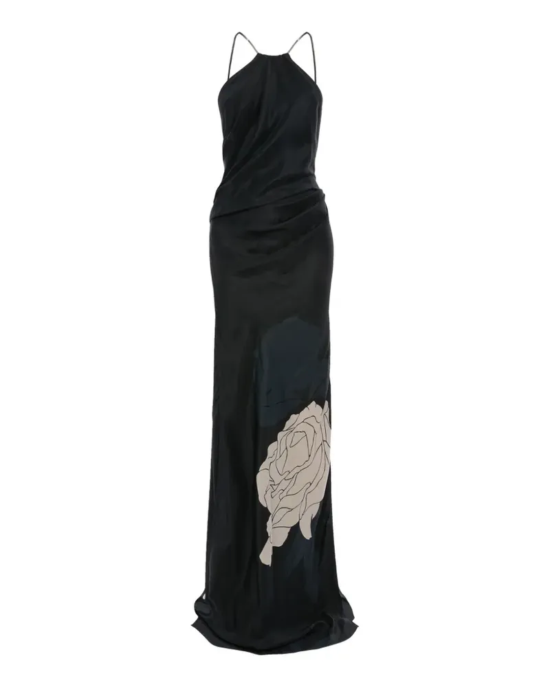 Victoria Beckham Neckholder-Abendkleid mit Blumen - Blau Blau